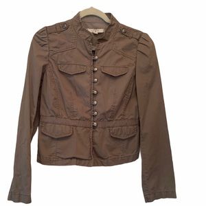 Ann Taylor Loft Tan Military Button Up Jacket